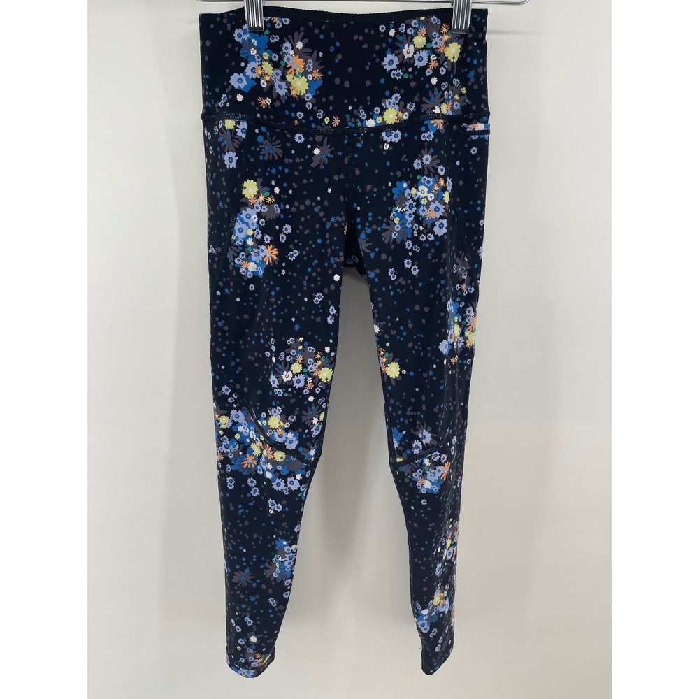 Sweaty Betty Power 7/8 Leggings Floral Navy Blue Workout Yoga Womens US 0 XXS
